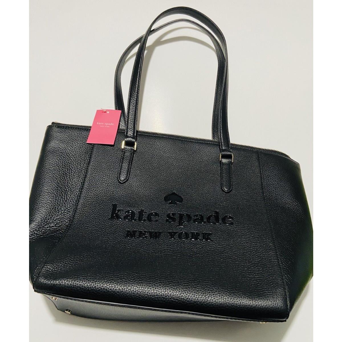 Kate Spade Sienne Logo Large Black Leather Tote WKRU6066 Shoulder Bag