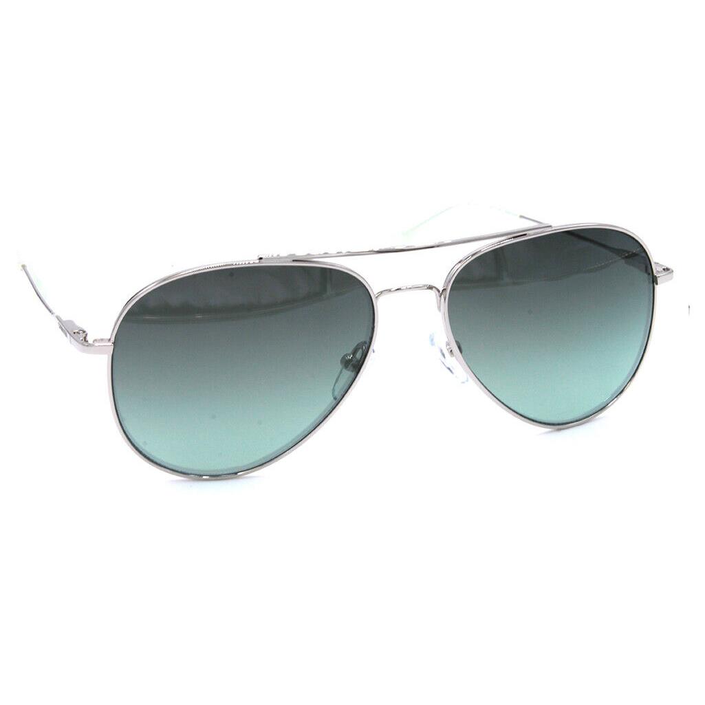 Calvin Klein Silver Aviator Pilot Sunglasses Gradient Green Lenses CK 18105S 045