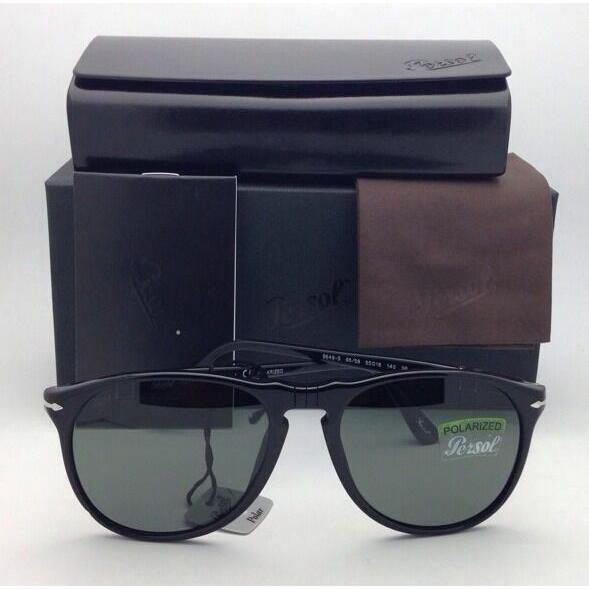 Persol Polarized Sunglasses 9649-S 95/58 55-18 Black Frame/crystal Green Lenses