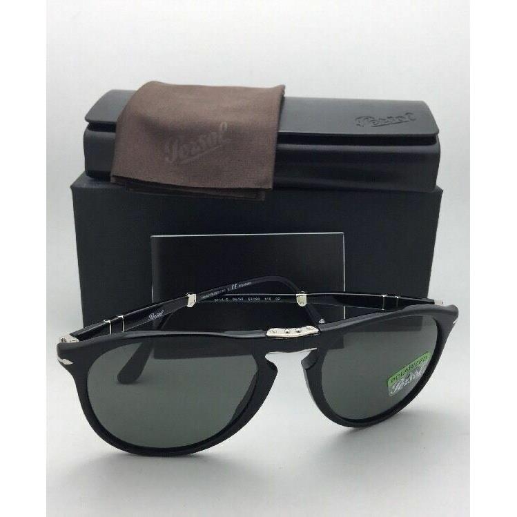 Folding Persol Sunglasses 9714-S 95/58 55-20 145 Black w/ Polarized Green Lenses