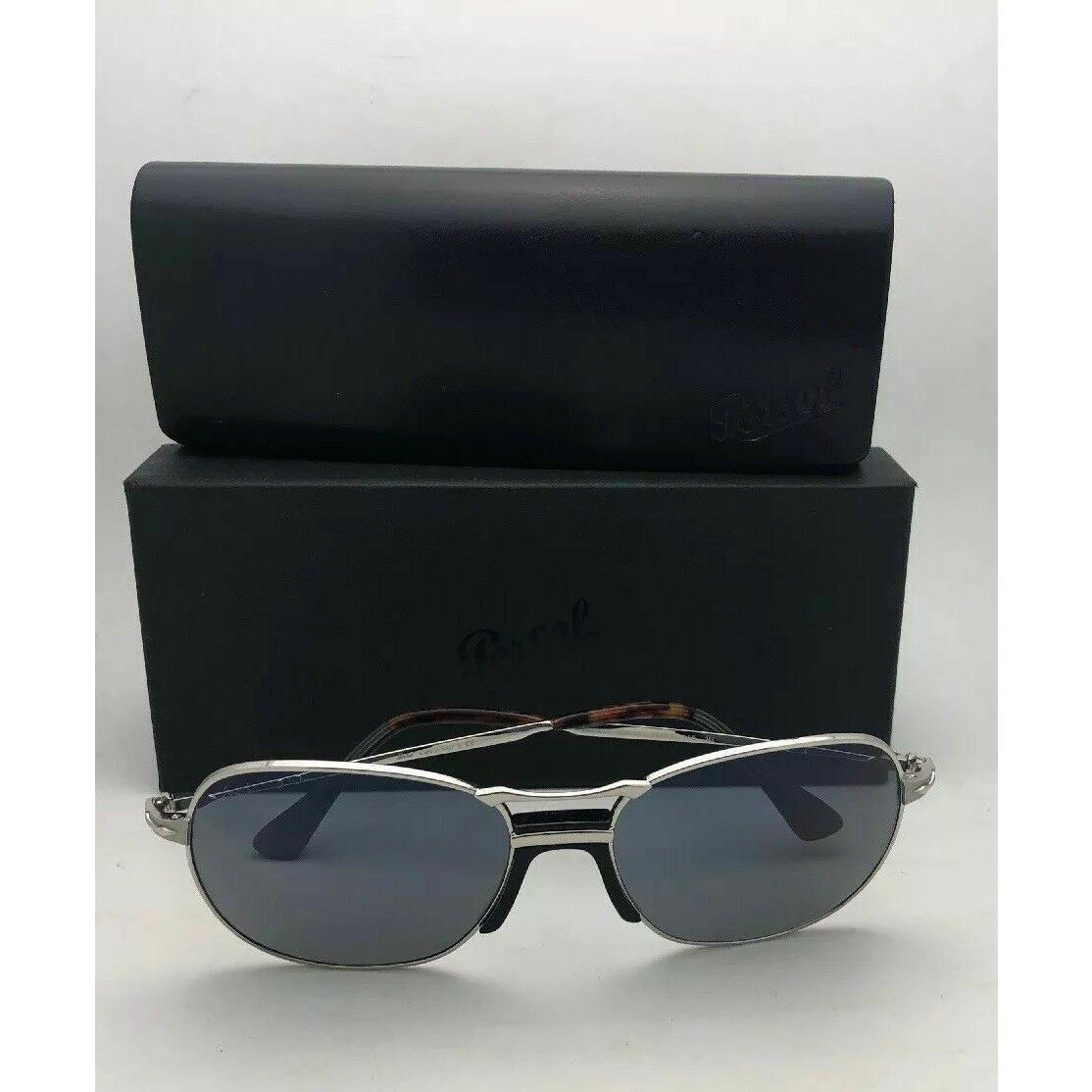 Persol Sunglasses 2449-S 518/56 56-17 145 Silver Frame w/ Blue Grey Lenses