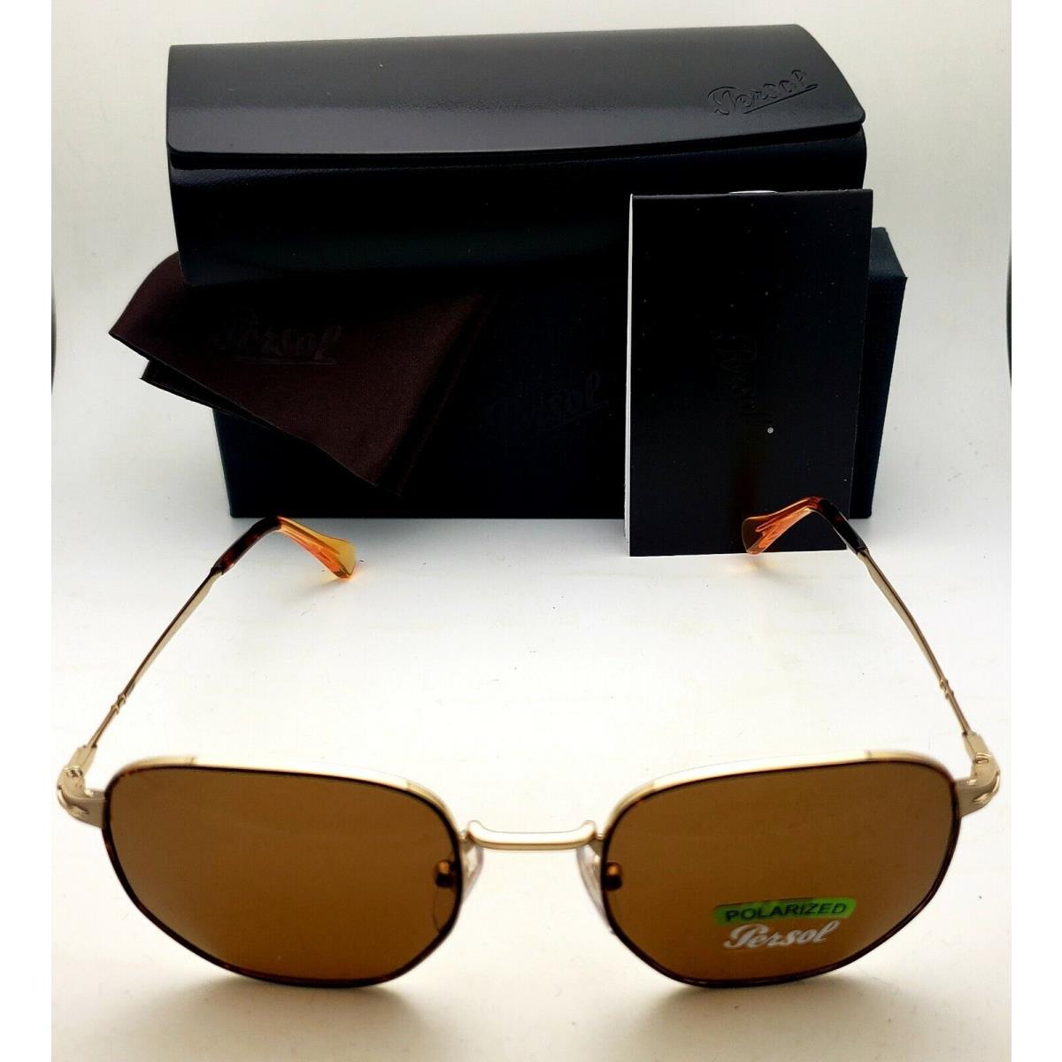 Persol Sunglasses 2446-S 1075/57 52-20 Gold Frames Brown Polarized Lenses