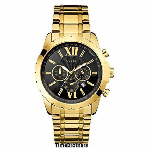 Guess Chronograph Gold Tone Black Dial Mens Watch U0193G1