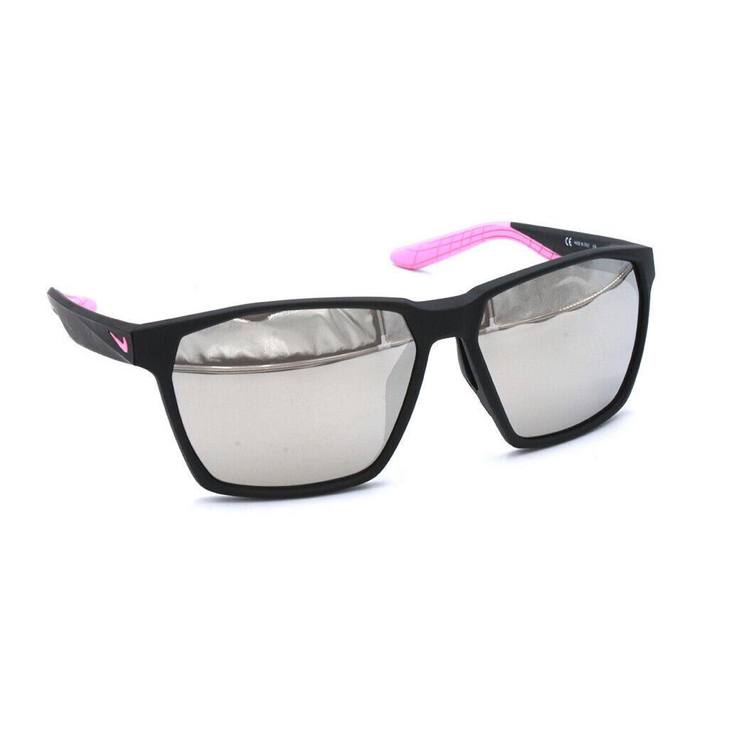 Nike Maverick EV1095 060 Matte Black Pink Sunglasses Silver Mirrored Lenses