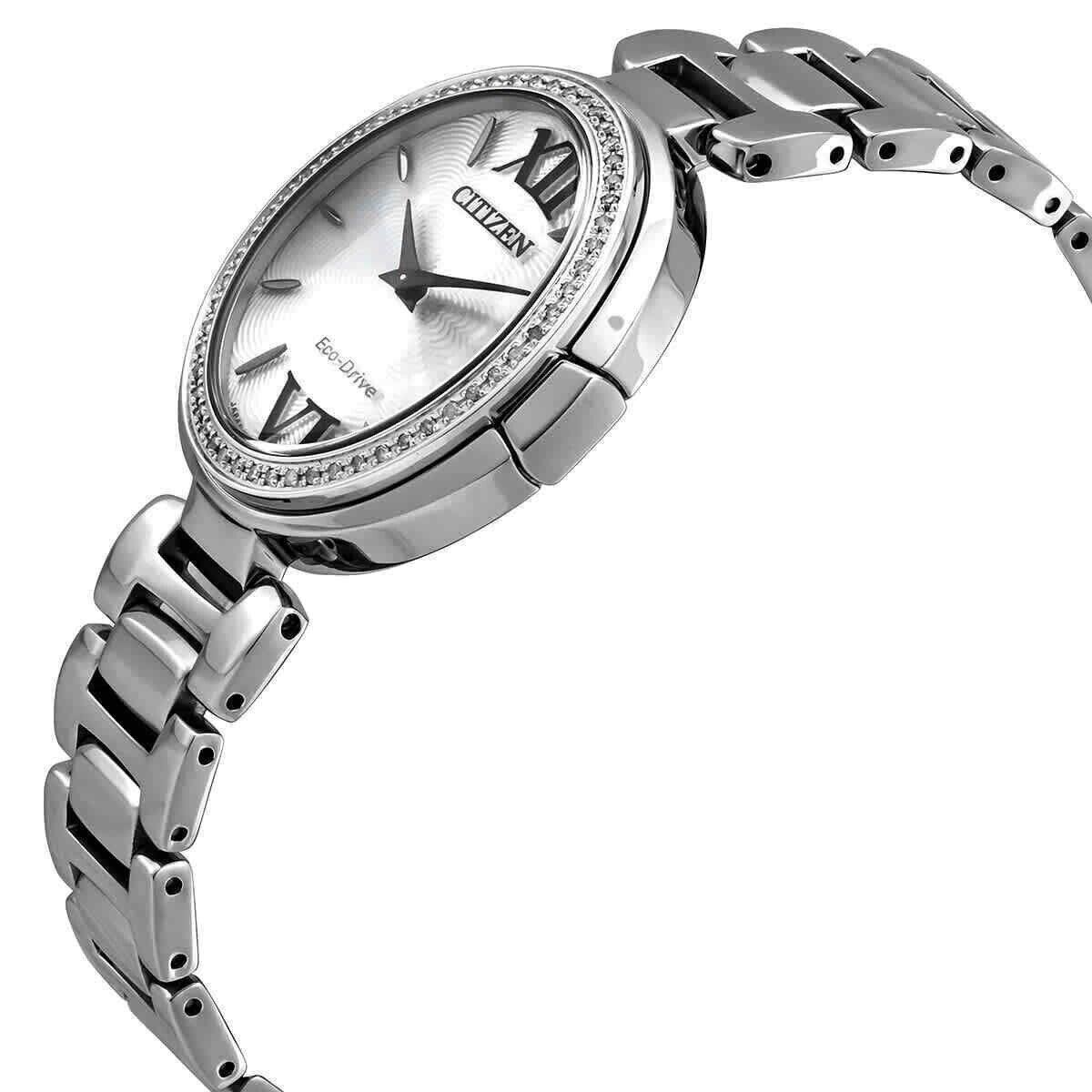 Citizen Capella Diamond Silver Dial Ladies Watch EX1500-52A - Dial: Silver, Band: Silver, Bezel: Silver