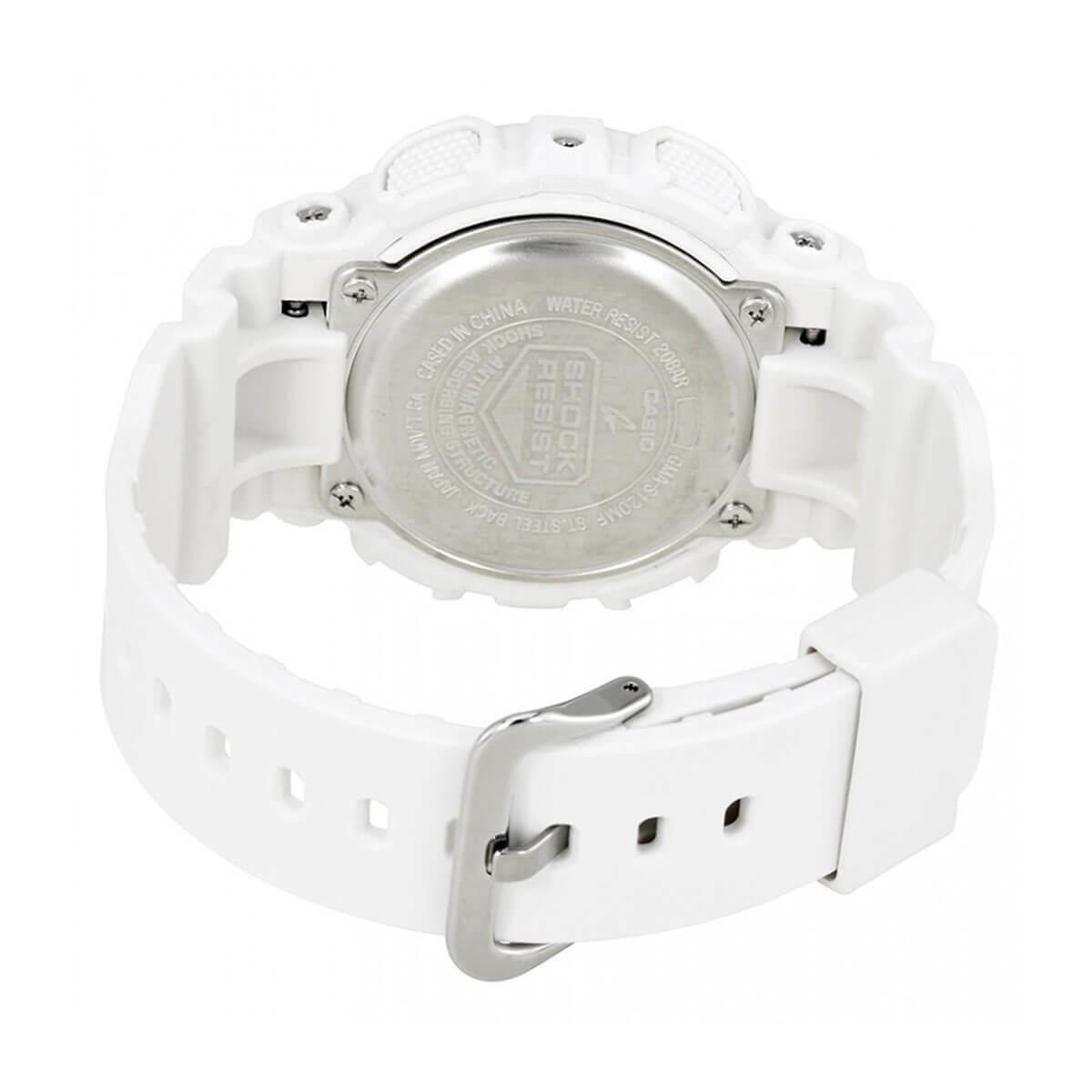 Casio Women`s Watch G-shock Rose Gold Dial Dive White Strap GMAS120MF-7A2