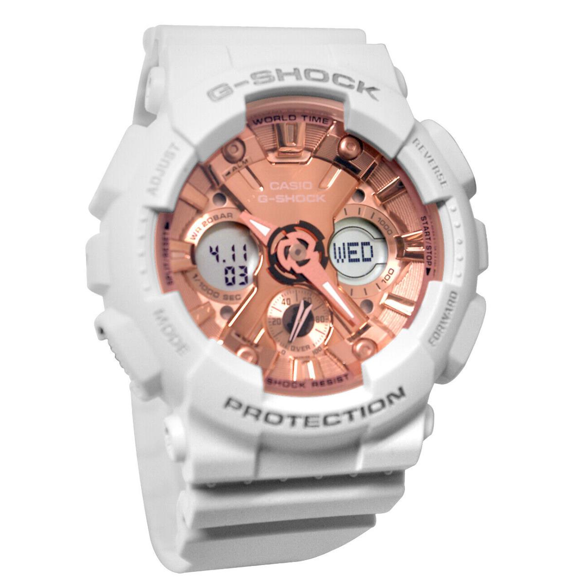 Casio GMAS120MF-7A G-shock Analog Digital Rose Gold White Watch