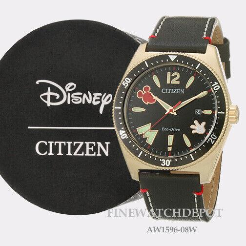 Citizen Eco-drive Men Disney Mickey Mouse Black Dial Watch AW1596-08W - Dial: Black, Band: Black