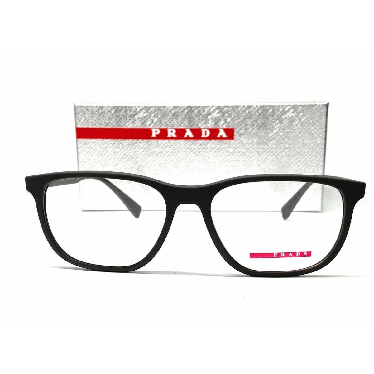 Prada Linea Rossa PS 05LV VYY1O1 Brown Rubber Demo Lens Men`s Eyeglasses 55mm