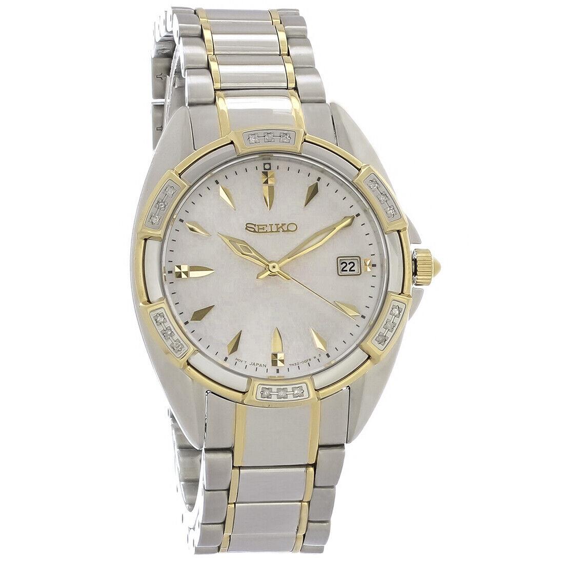 Seiko Diamond Ladies Two Tone Stainless Steel Quartz Watch SKK880