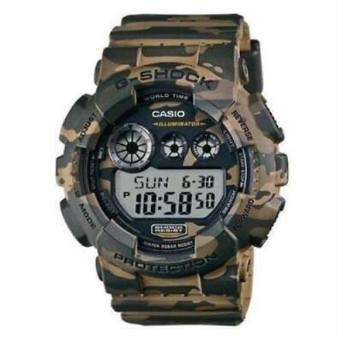 Casio GD-120CM-5CR G-shock Classic Brown Camouflage Resin Band Round Watch - Dial: Green, Band: