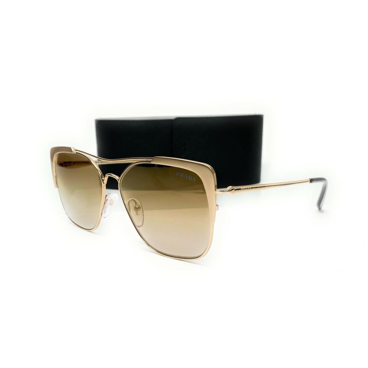 Prada PR 54VS 3302G2 Pale Gold Brown Mirror Gold Grad Women`s Sunglasses 58mm