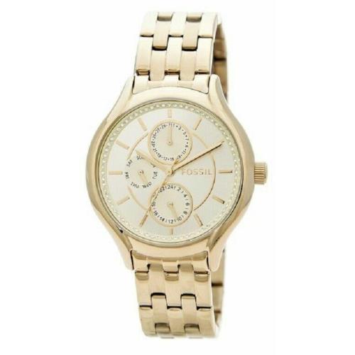 Fossil Gold Tone S/steel Crystal Multifunction Bracelet Watch BQ1583IE - Dial: Yellow Gold, Band: Yellow Gold
