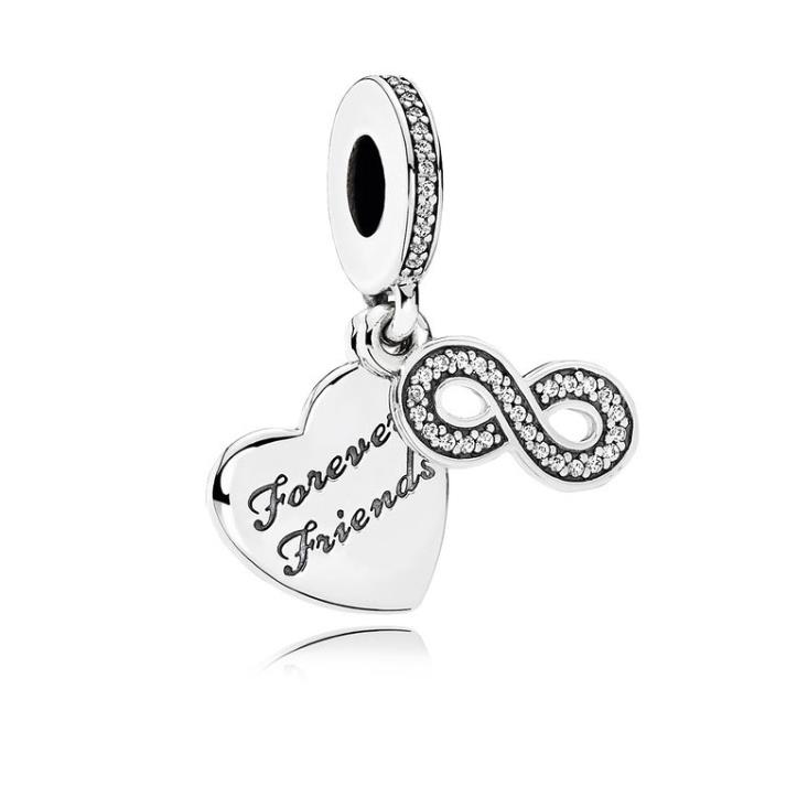 Pandora Sterling Silver Forever Friends Charm with Clear CZ