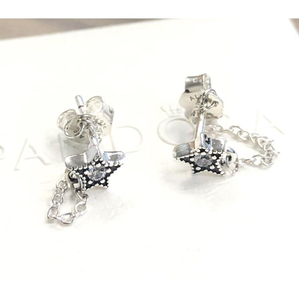 Pandora Celestial Stars Stud Earrings Clear CZ 298604C01 +free Gift Box +tag