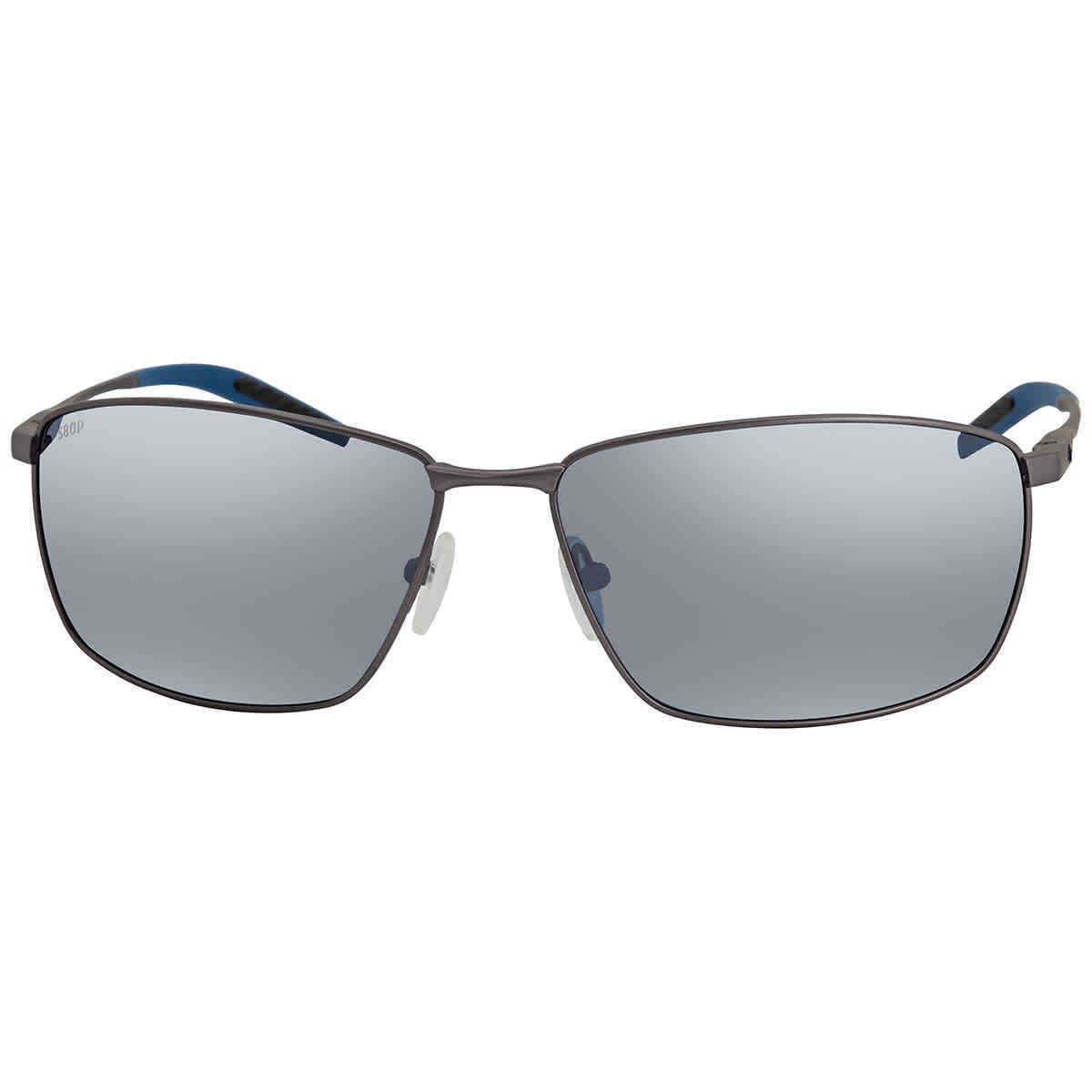 Costa Del Mar Turret Gray Silver Mirror Polarized Polycarbonate Men`s Sunglasses - Frame: Gray, Lens: Blue