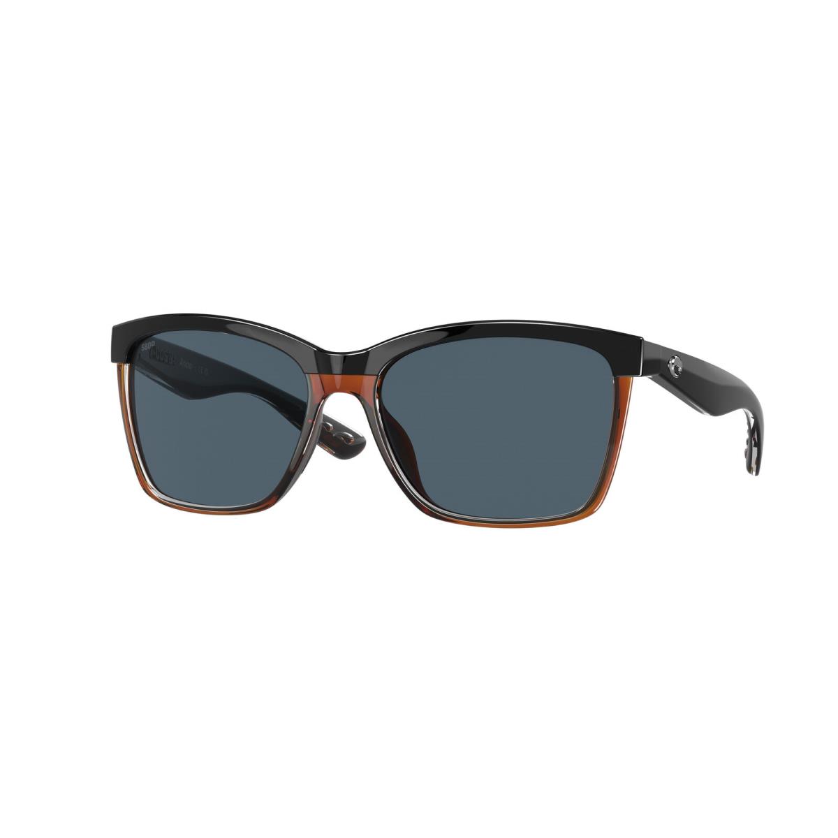 Costa Del Mar 06S 9053 Anaa 107 Shiny Black on Brown 905303 Sunglasses