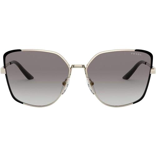 Prada PR 60XS AAV0A7 Pale Gold Black Metal Butterfly Sunglasses Grey