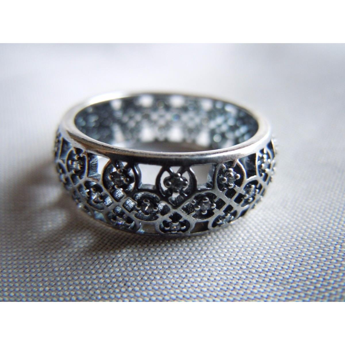W/tags Pandora Intricate Lattice with Clear CZ Ring Size 58