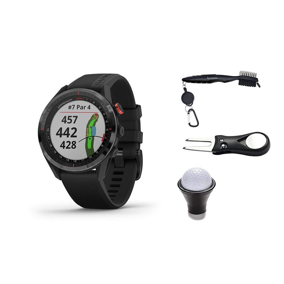 Garmin Approach S62 Black Gps Golf Watch and All-in-one Golf Tools Bundle - Black