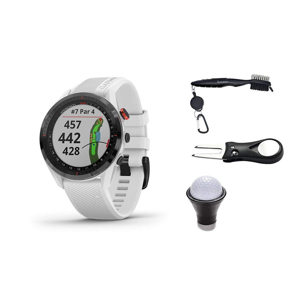 Garmin Approach S62 White Gps Golf Watch and All-in-one Golf Tools Bundle - White