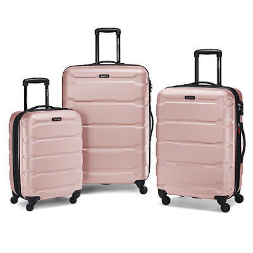 Samsonite Omni 3 Piece Hardside Luggage Nested Spinner Set 20 /24 /28 Pink