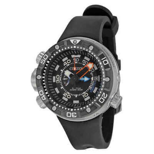 Citizen Promaster Aqualand Depth Meter Eco-drive Men`s Watch BN2029-01E - Black Dial, Black Band