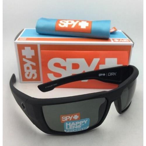 Polarized Spy Optic Sunglasses Dirk Soft Matte Black Frame Hd+ Grey-green Lenses