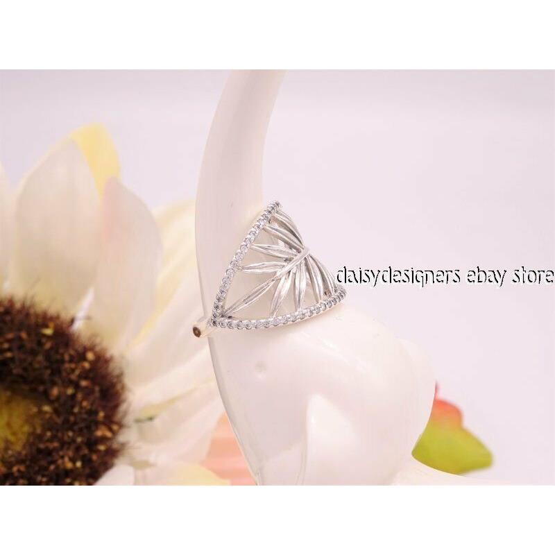 Pandora Silver Palm Leaf Ring 52 6 190952CZ Retired