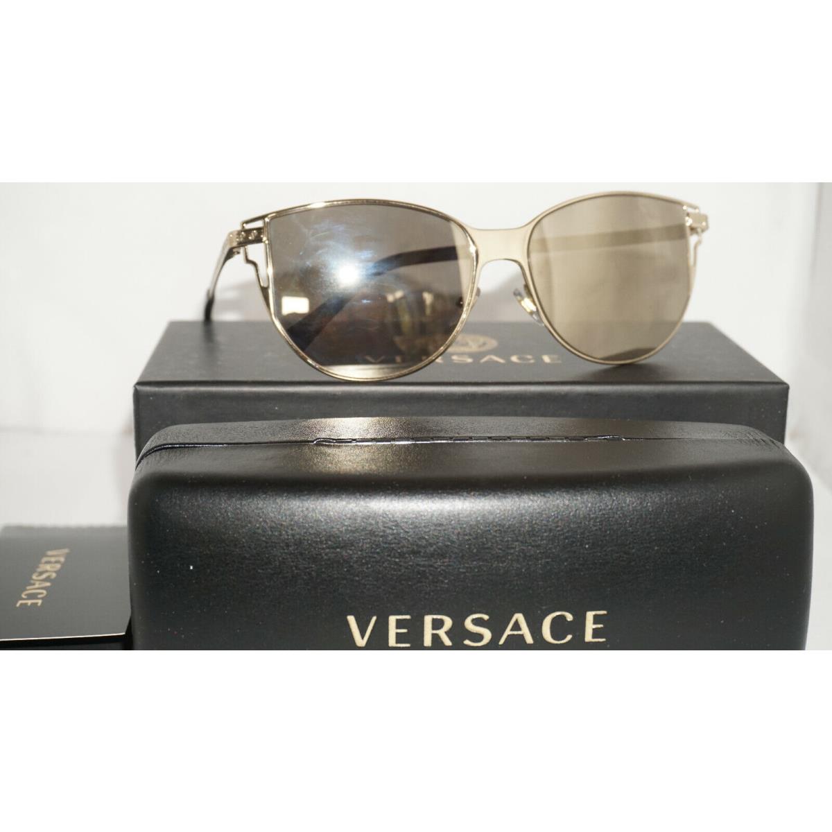 Versace Sunglasses Gold Light Dark Brown Mirror VE2211 12525A 56 140
