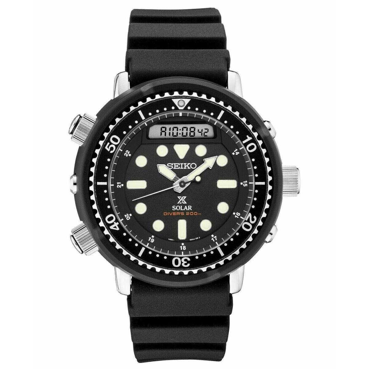 Seiko Prospex Men`s Black Watch - SNJ025 Solar Arnie - Dial: Black, Band: Black, Bezel: Black