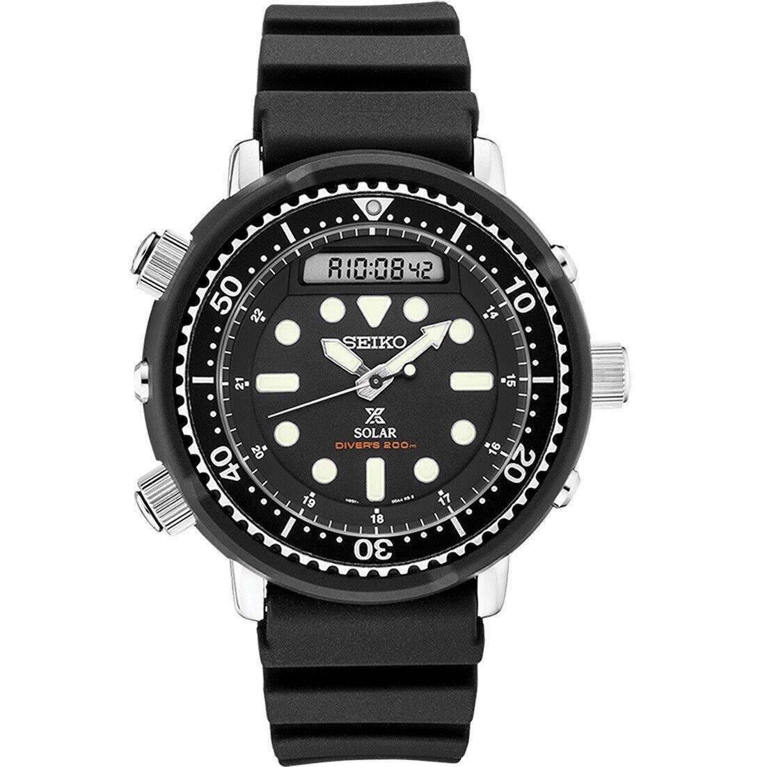 Seiko Prospex Solar Hybrid Arnie Divers 200M Men`s Watch SNJ025 - Band: Black