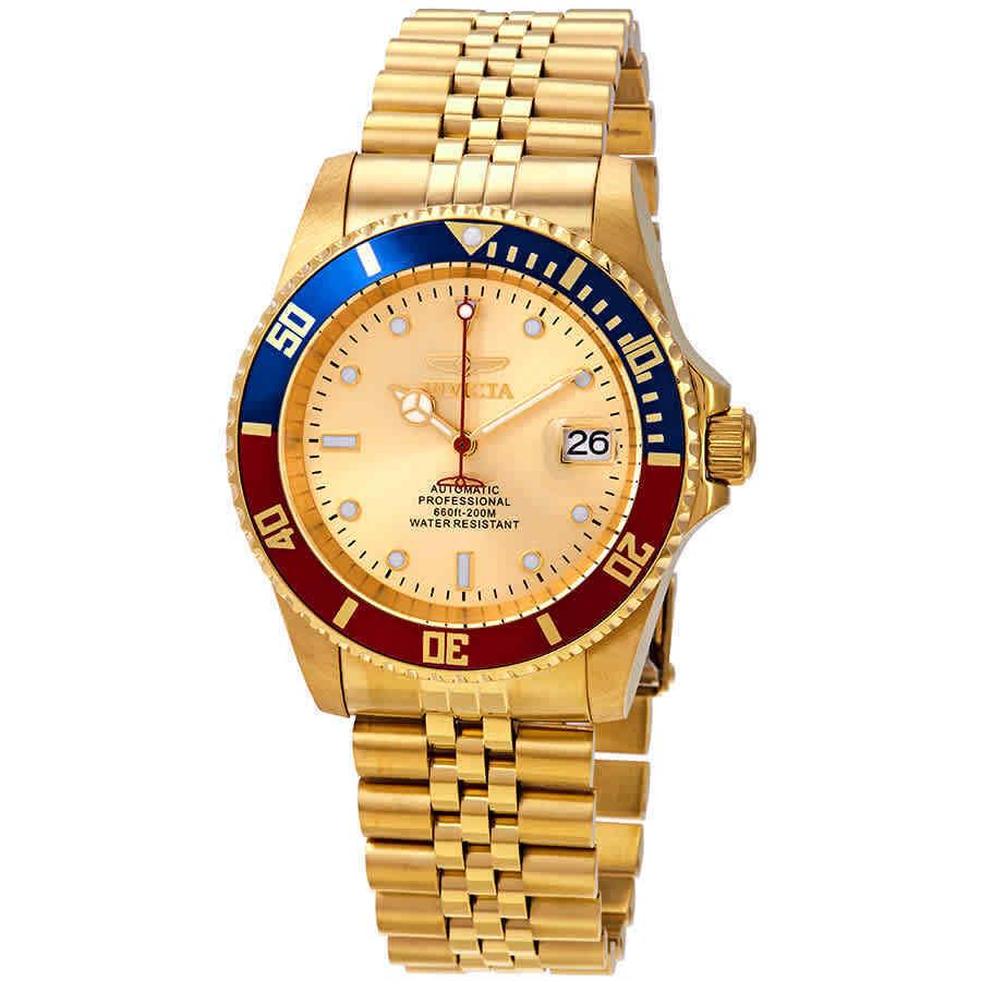 Invicta Pro Diver Pepsi Bezel Automatic Gold Dial Men`s Watch 29183