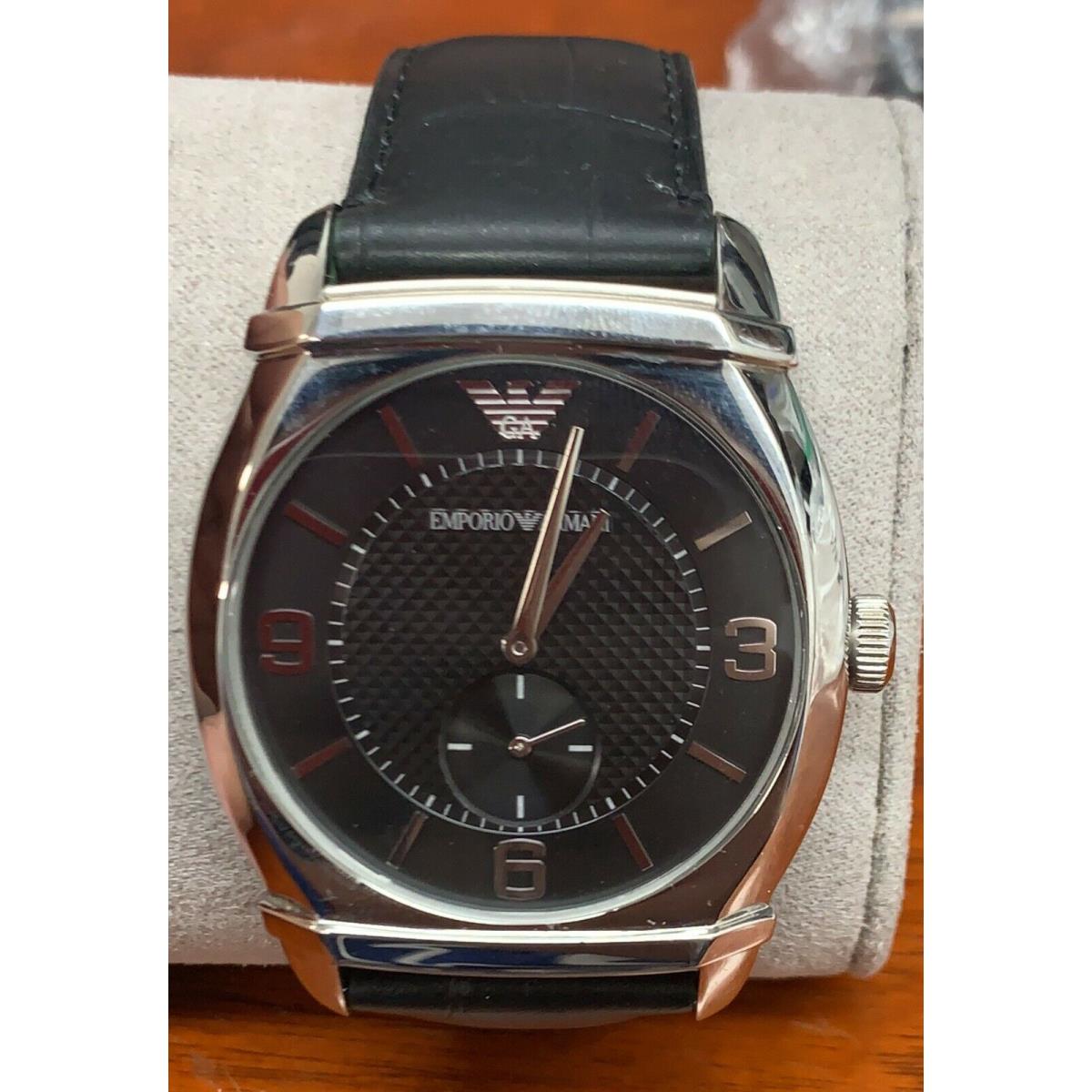 Emporio Armani Men`s AR0342 Black Leather Band Classic Black Dial Watch