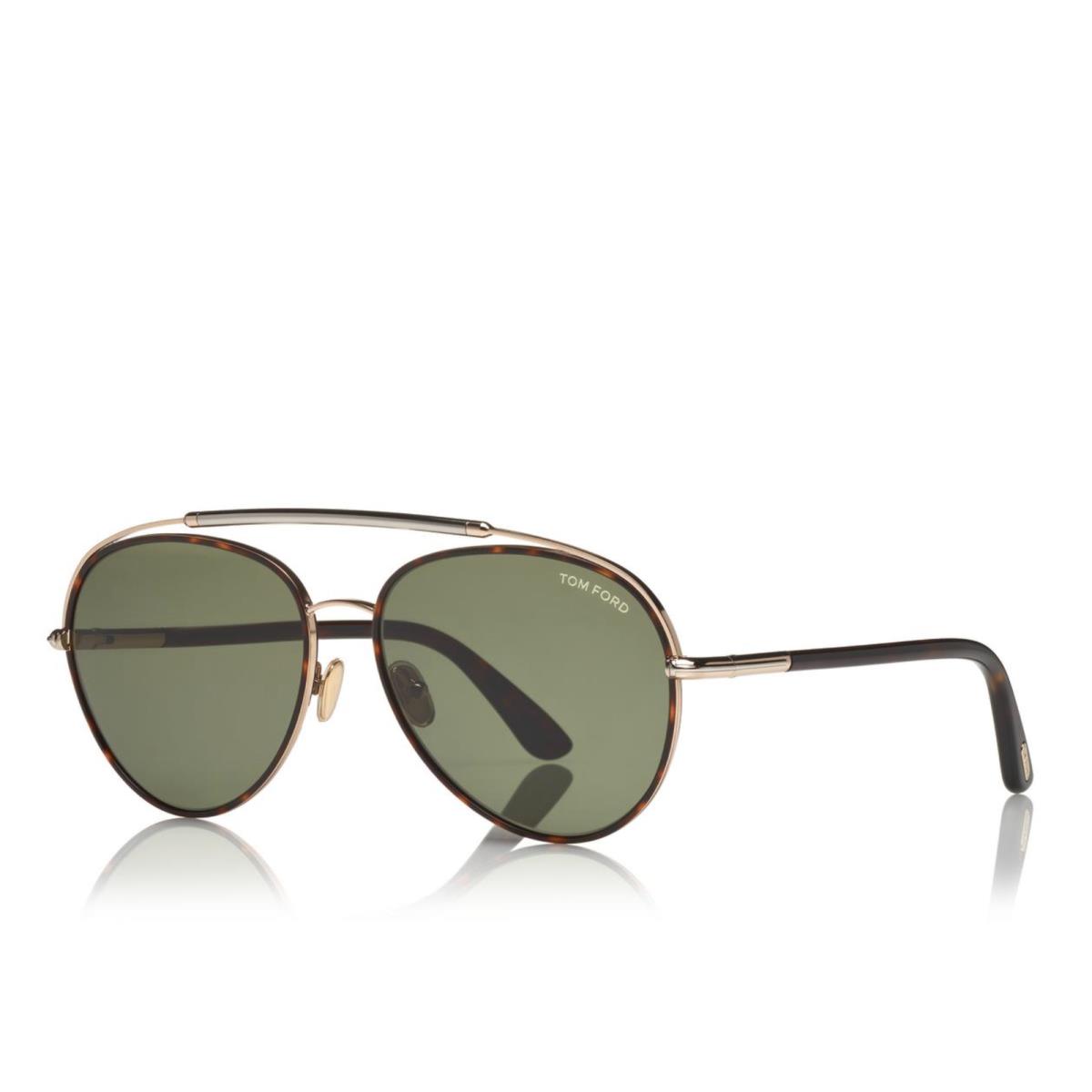 Tom Ford Curtis FT0748 52N Sunglasses Gold Havana Frame Green Lenses 59mm