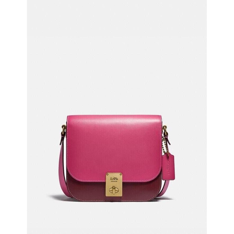 Coach 609 Hutton Saddle Bag in Colorblock Brass/confetti Pink Multi