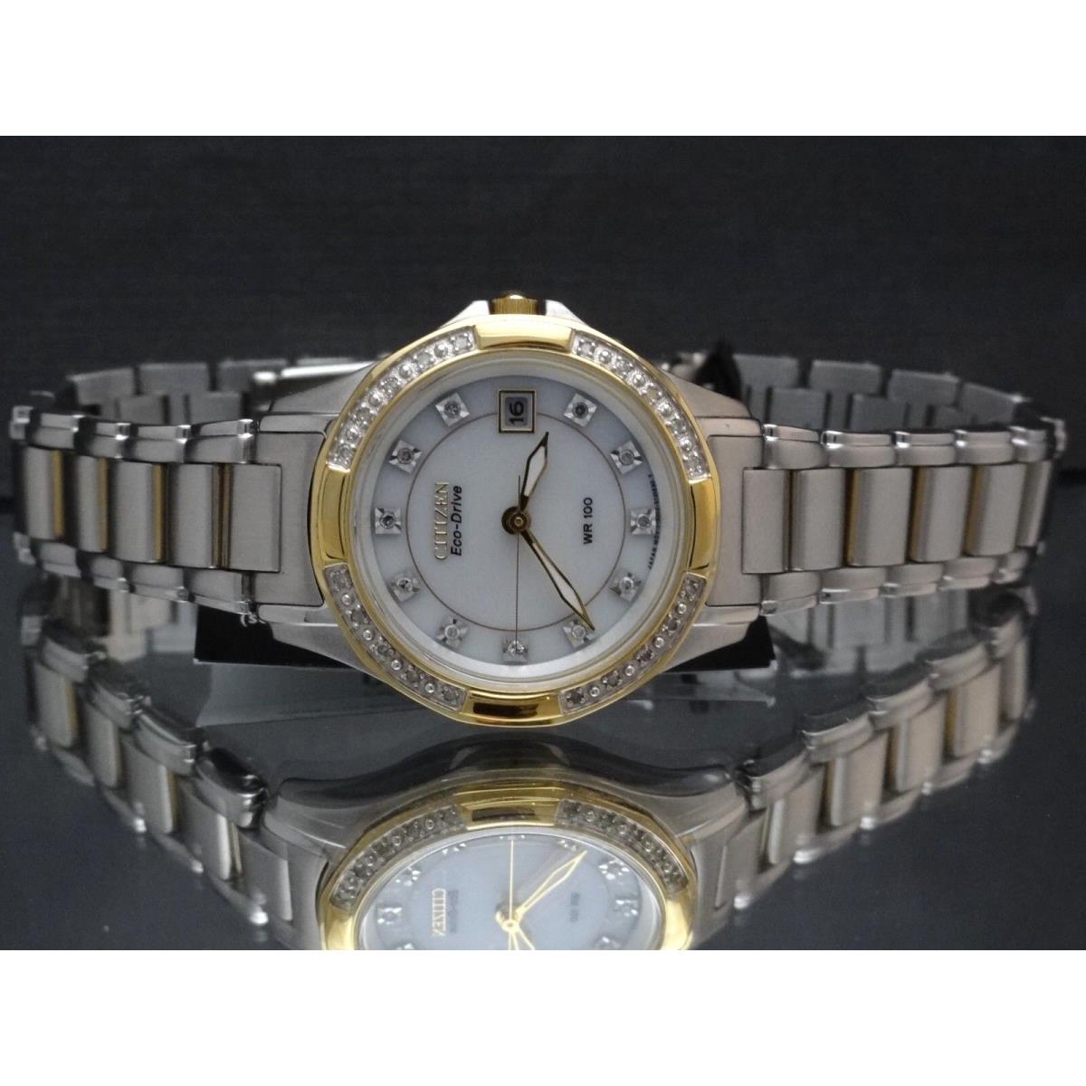 Citizen EW2134-50A Eco-drive Two Tone Diamond Date Women`s Watch