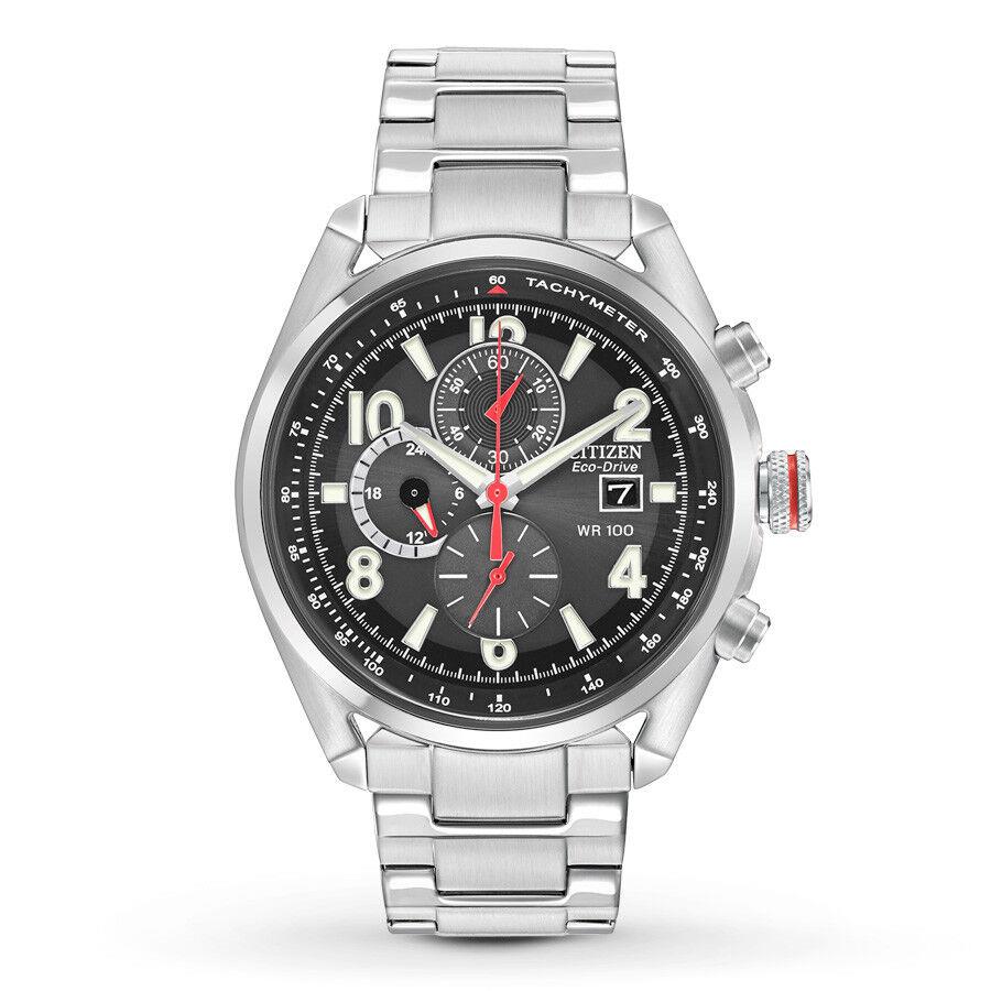 Black/red Citizen Men`s Watch Eco-drive Chronograph CA0368-56E