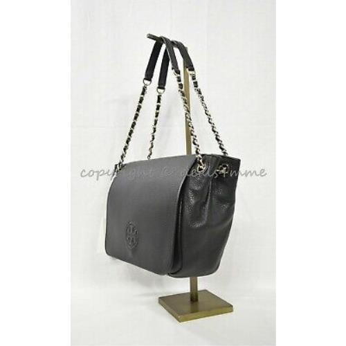 Tory Burch Bombe Small Flap Leather Shoulder Bag in Black