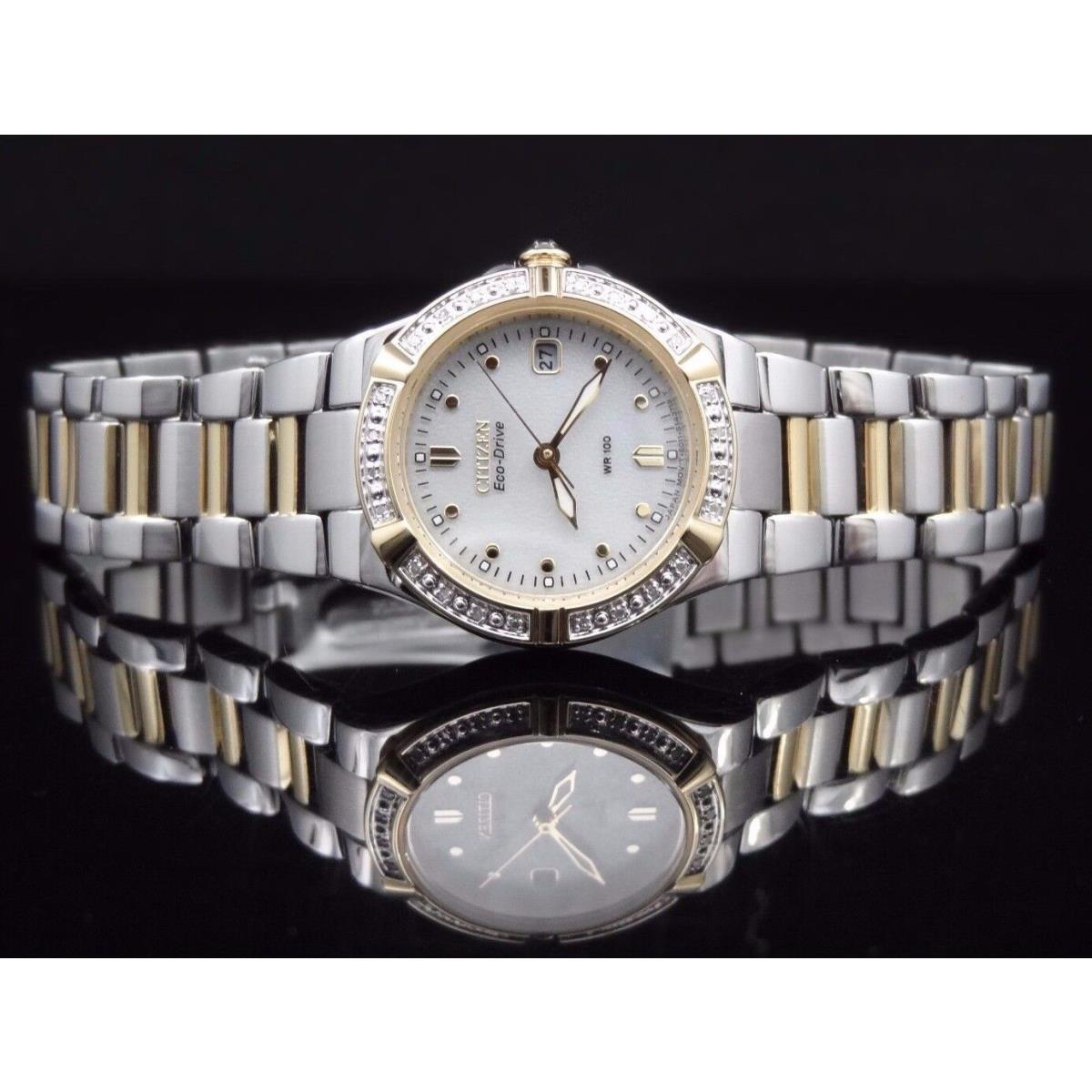 Citizen EW0894-57B Riva Diamond Bezel Two Tone Women`s Watch Great Gift