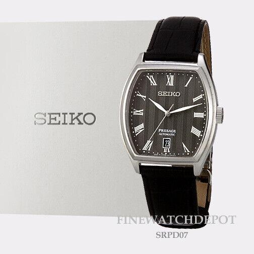 Mens Seiko Presage Automatic Tonneau Shape Black Tone Watch SRPD07