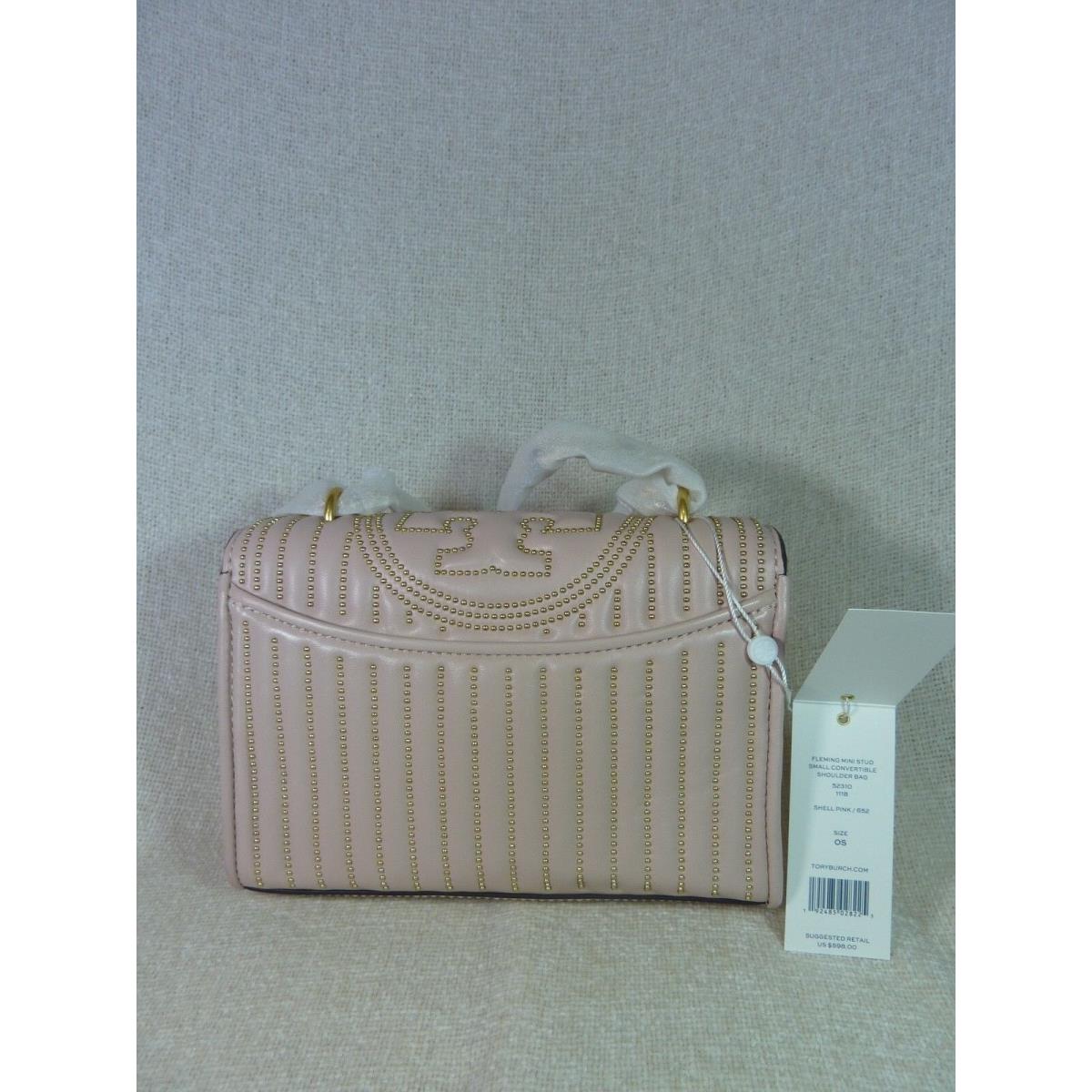 Tory Burch Shell Pink Fleming Mini Stud Small Convertible Bag