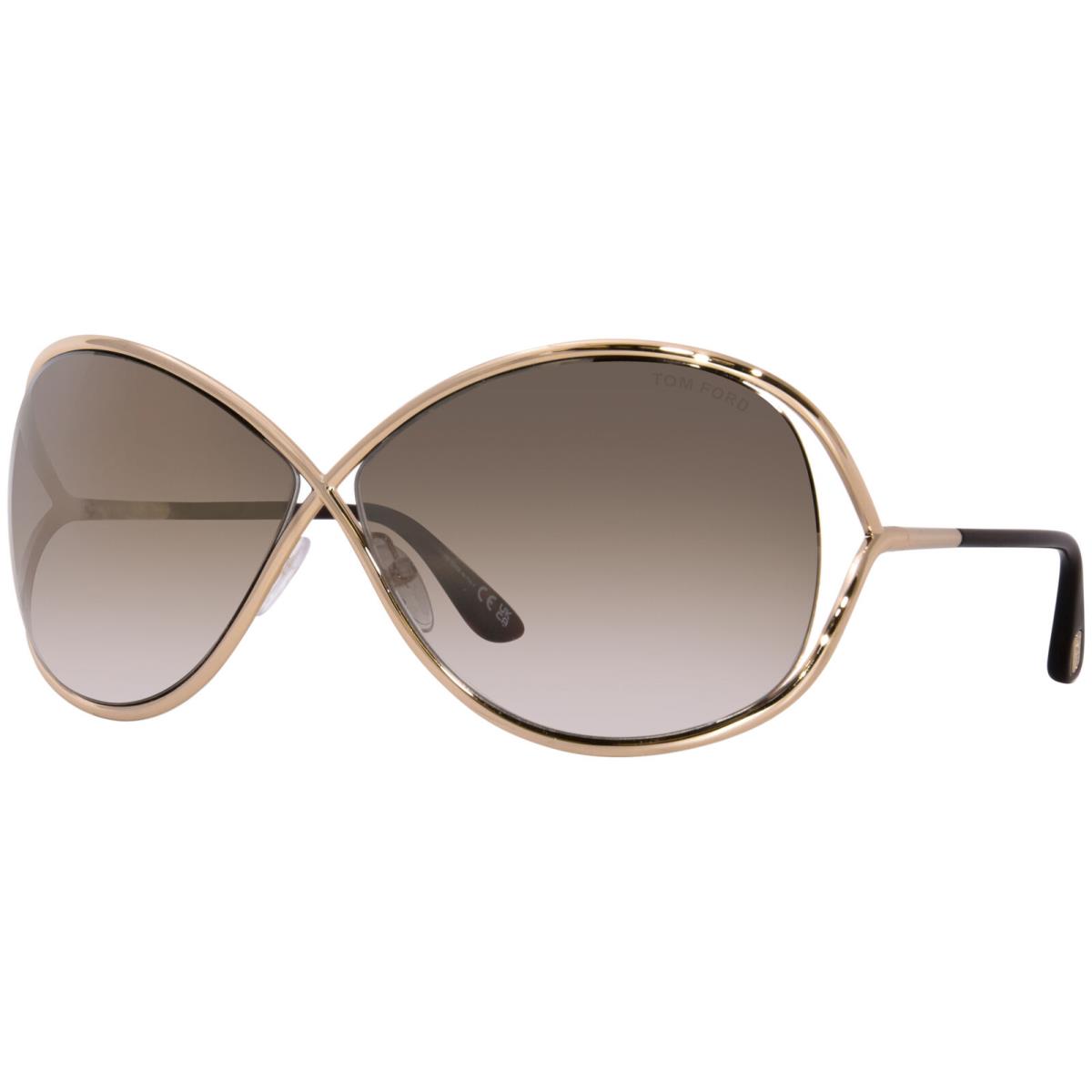 Tom Ford Women`s Miranda TF130 TF/130 28G Shiny Rose Gold Wrap Sunglasses 68mm - Frame: Gold, Lens: Brown