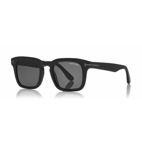 Tom Ford FT 0751-F-N Dax 01A Shiny Black/gray Square Men`s Sunglasses