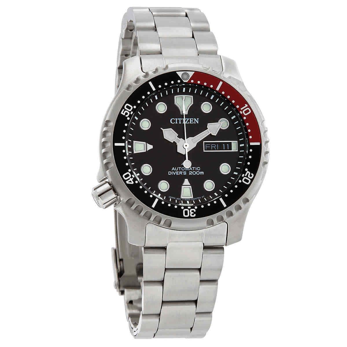 Citizen Promaster Automatic Black Dial Men`s Watch NY0085-86E - Dial: Black, Band: Silver, Bezel: Silver-tone