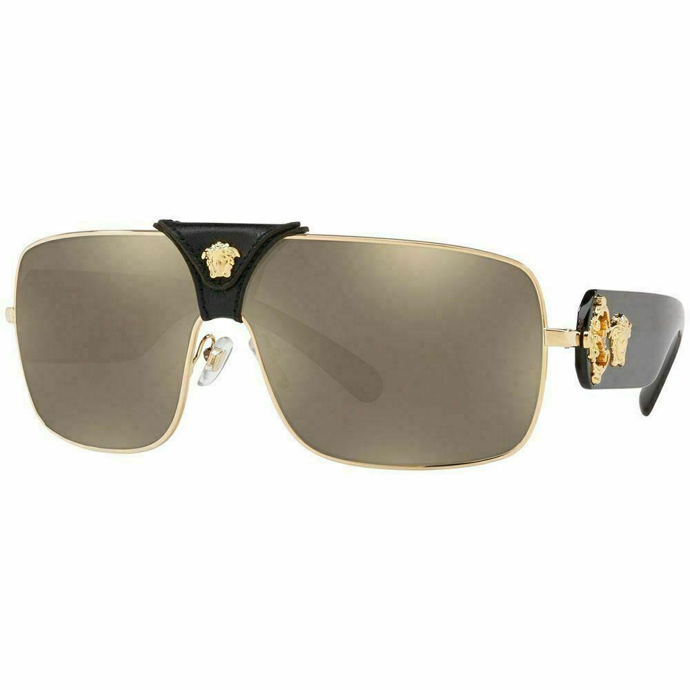 Versace Squared Baroque Unisex Sunglasses /gold Brown Mirrored VE2207Q 1002/5 38