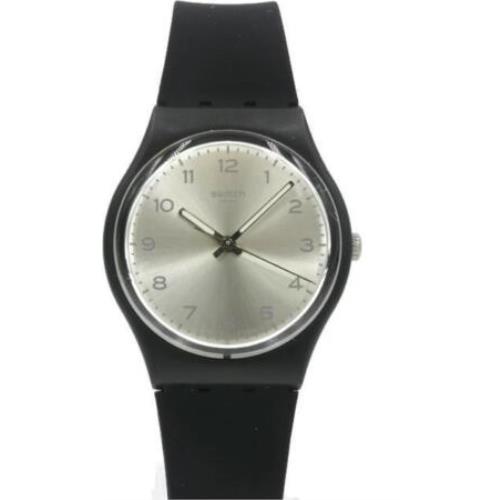 Swatch Originals Silver Friend Black/white Silicone Classic Watch 34mm GB287