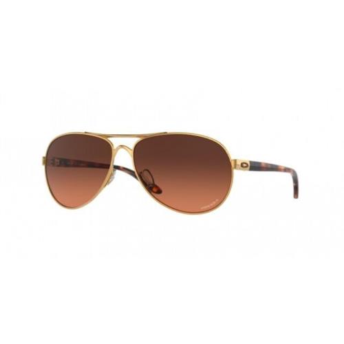 Oakley Women`s OO4079 Feedback Metal Aviator Sunglasses Polished Gold/prizm Bro