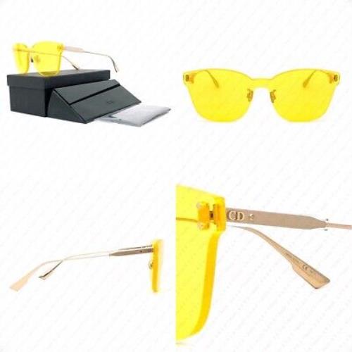 Christian Women`s Dior Diorcolorquake 2 40GH01 Gold W/yellow Lenses Sunglasses - Gold Frame, Yellow Lens