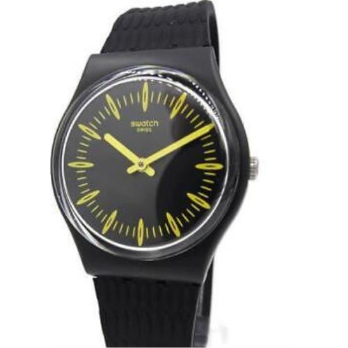 Swiss Swatch Originals Giallonero Matte Black Silicone Watch 34mm GB304